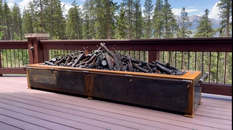 Handcrafted Breck Ironworks fire feature installation
