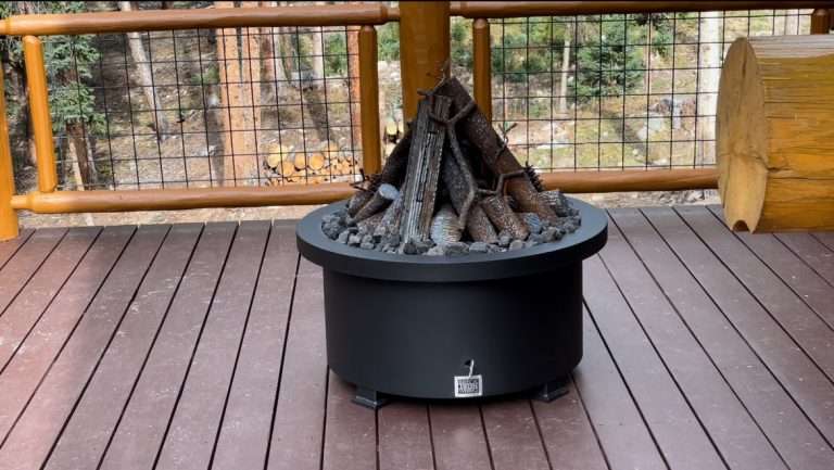 Handcrafted Breck Ironworks fire feature installation