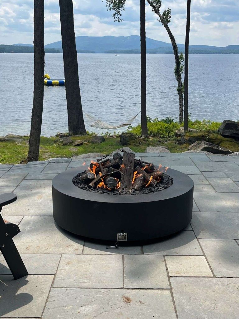 Handcrafted Breck Ironworks fire feature installation