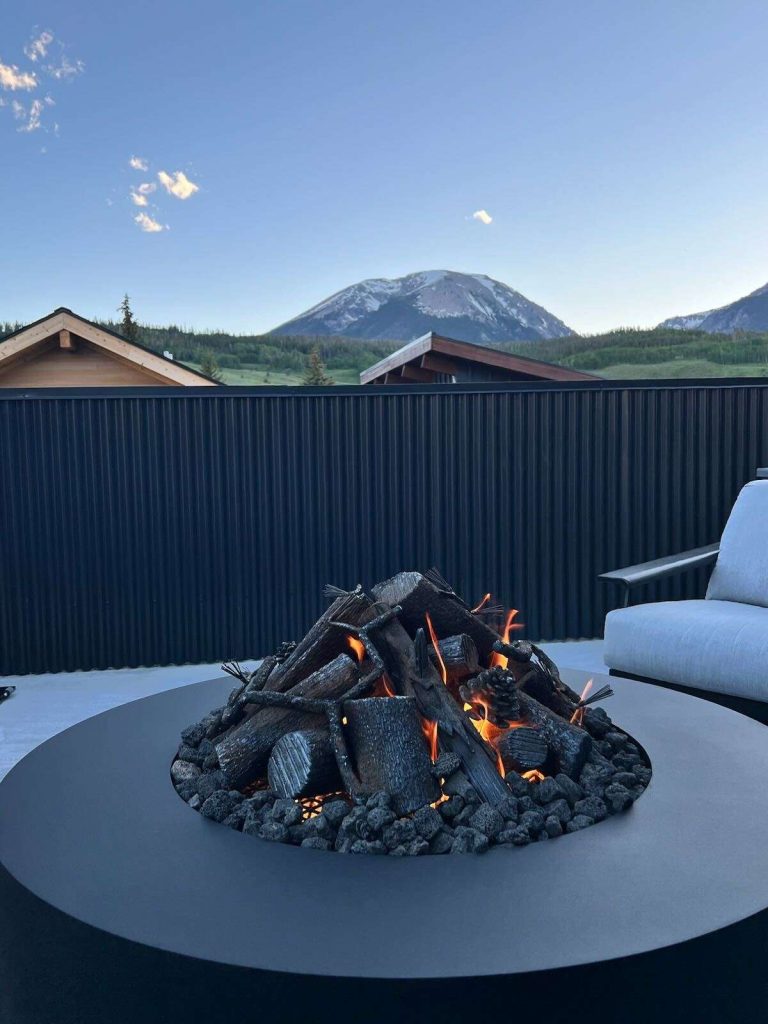 Handcrafted Breck Ironworks fire feature installation