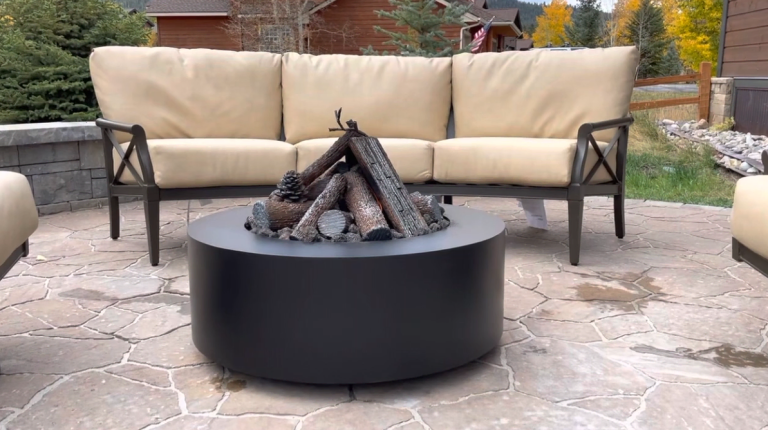 Handcrafted Breck Ironworks fire feature installation