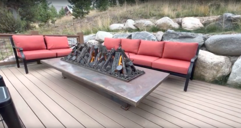 Handcrafted Breck Ironworks fire feature installation