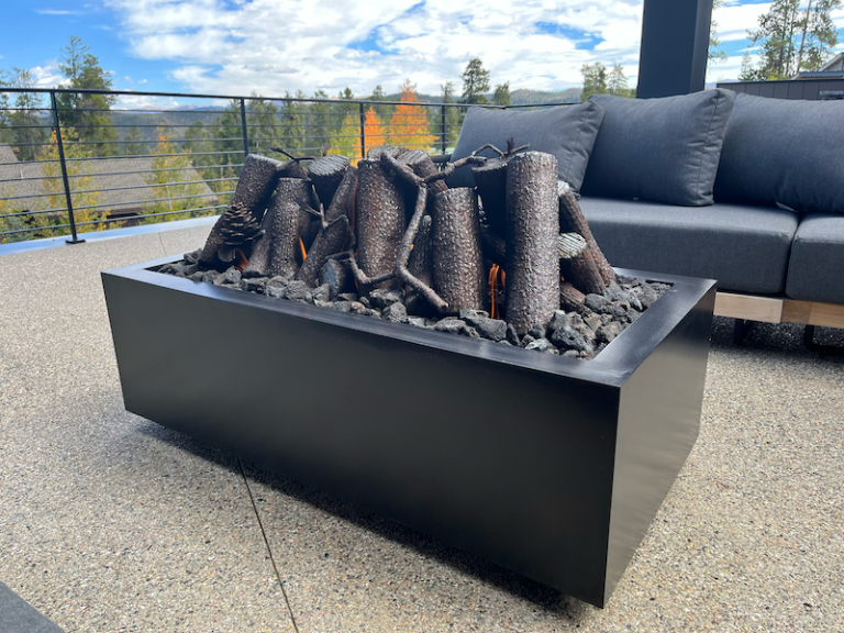 Handcrafted Breck Ironworks fire feature installation