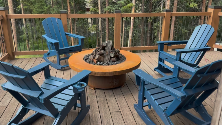 Handcrafted Breck Ironworks fire feature installation