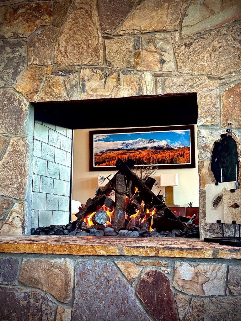 see-through fire place