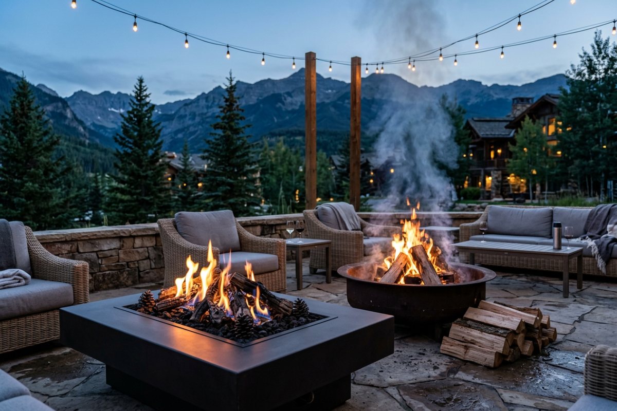 Gas fire pit and wood-burning fire pit compared side by side